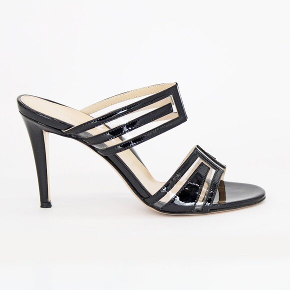 Marion Parke 'Larkin' geometric pvc slide sandals - Black - Picture 1 of 10
